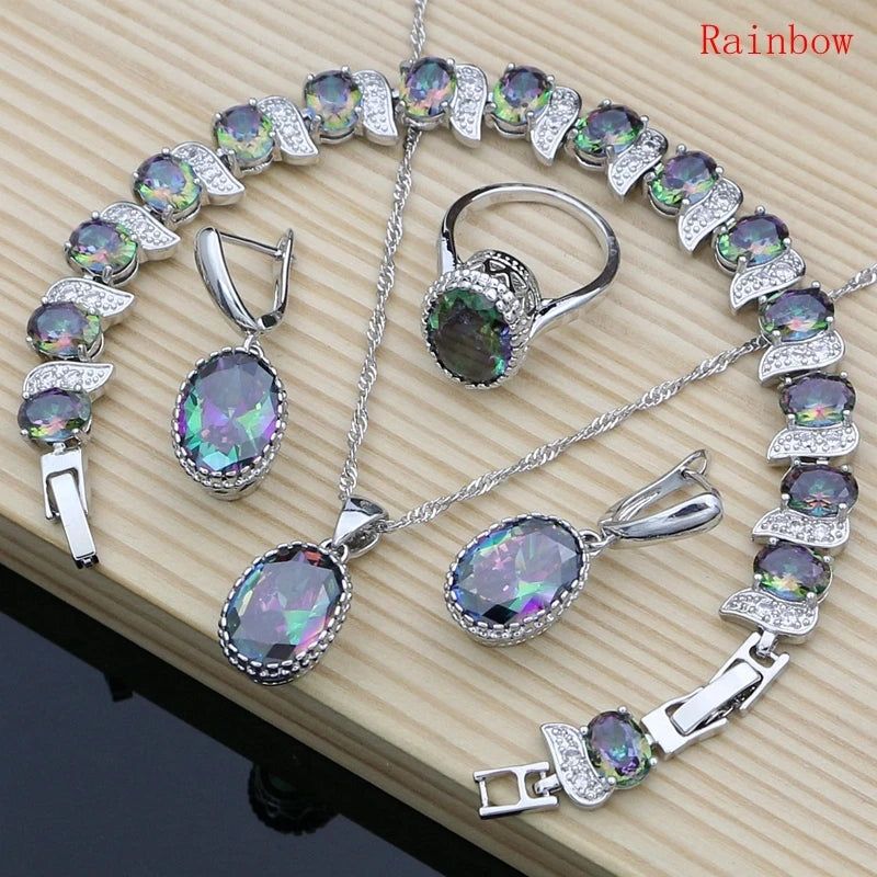 Silver 925 Bridal Jewelry Champagne Zircon Jewelry Sets