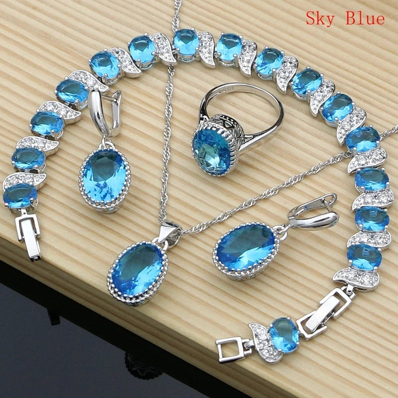 Silver 925 Bridal Jewelry Champagne Zircon Jewelry Sets