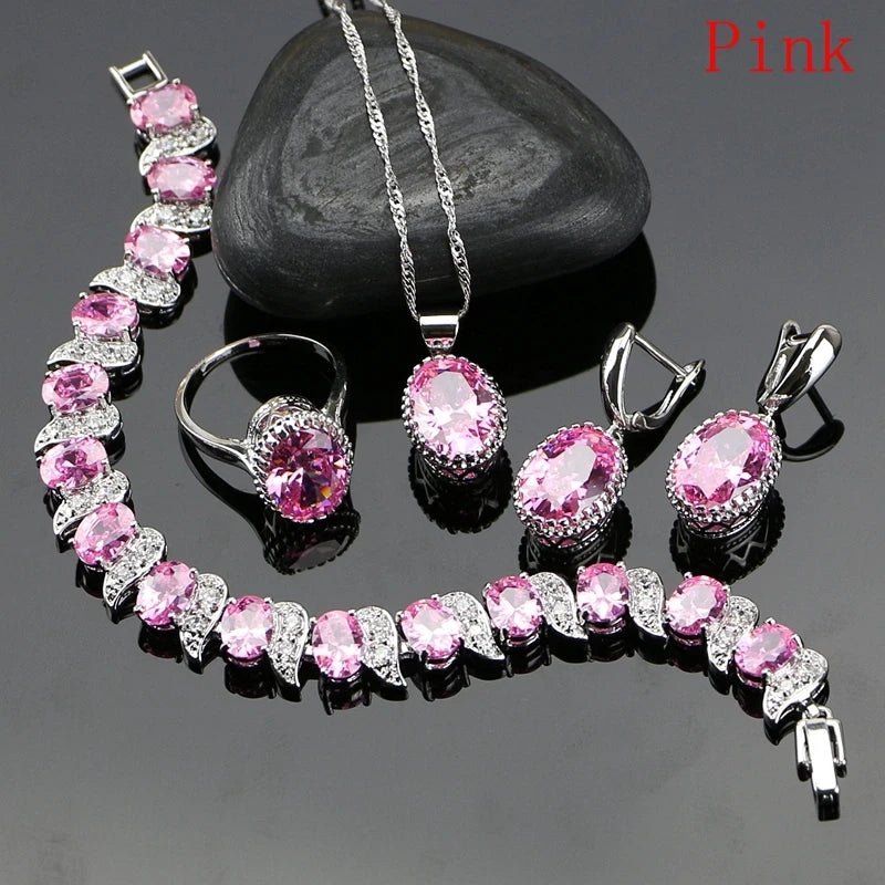 Silver 925 Bridal Jewelry Champagne Zircon Jewelry Sets