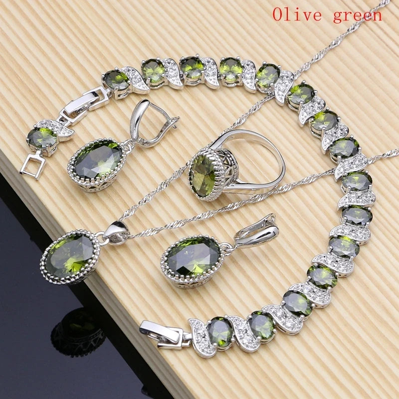 Silver 925 Bridal Jewelry Champagne Zircon Jewelry Sets